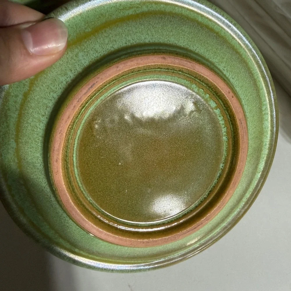 Frankoma Pottery Prairie Green Wagon Wheel Cup and Saucer Set 94S Vintage